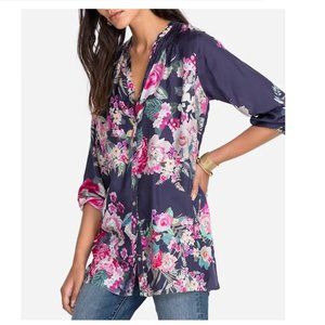 Johnny Was 🌺 Floral  Blair Tunic 🌺 button down silk size small NWT